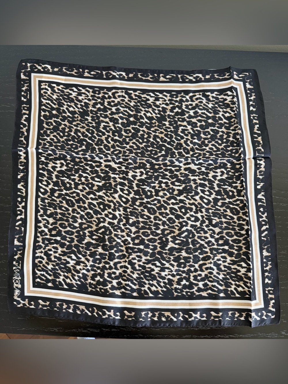 Marc Cain Pure Silk Leopard Print Square Scarf / Neckerchief - Like New